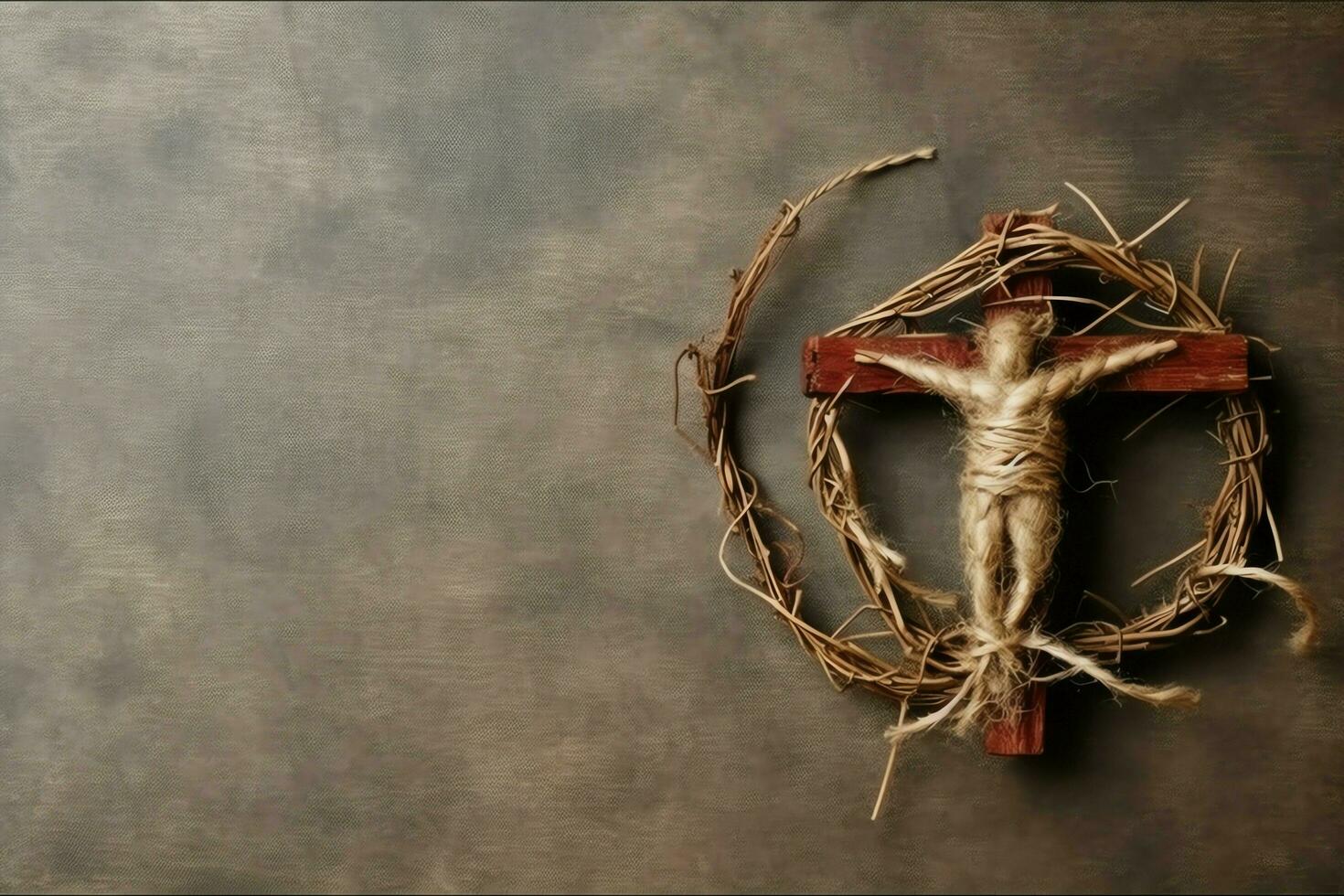 Happy good friday celebration concept with crown of thorns, bible, christian cross and copy space concept by AI Generated photo