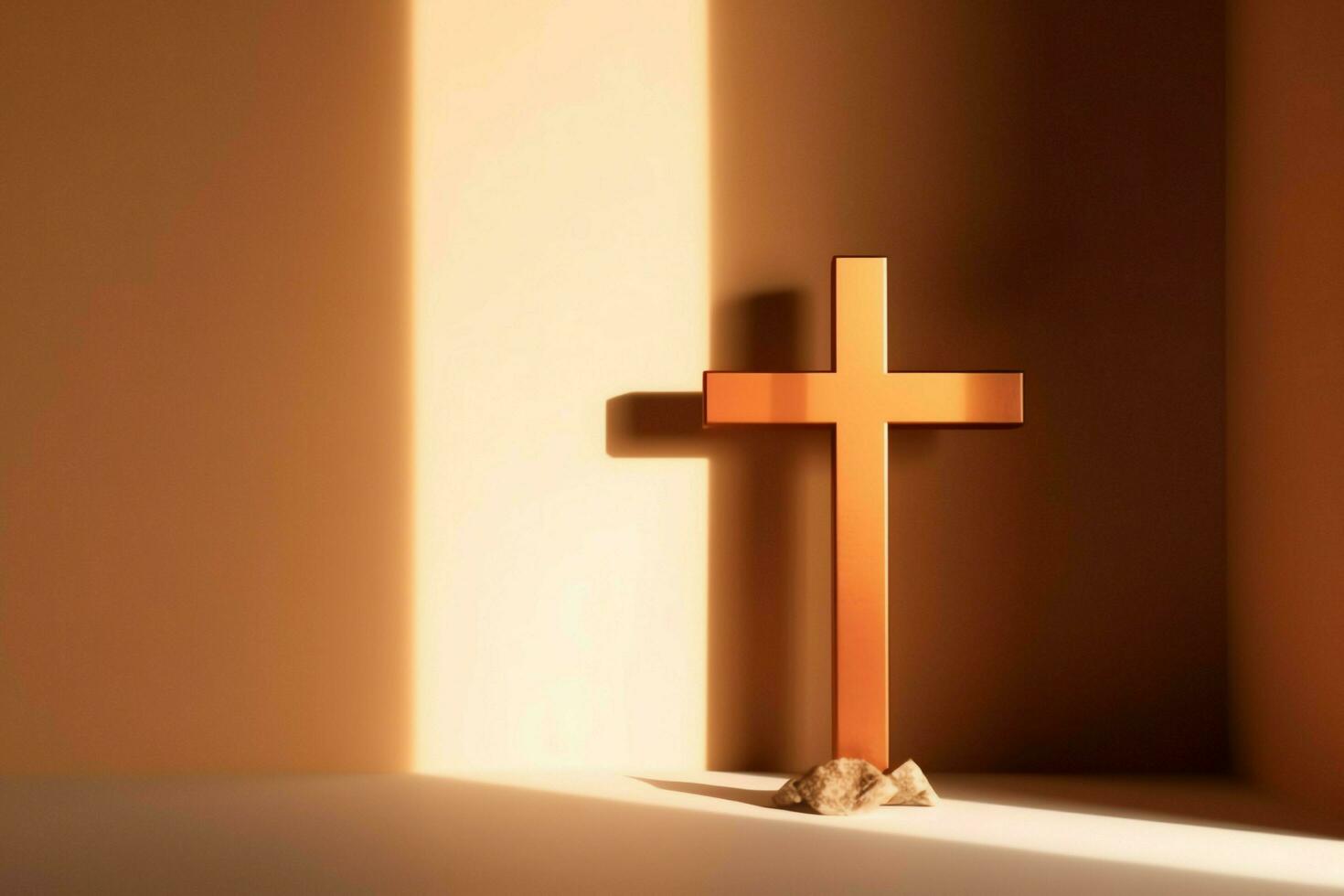 Happy good friday celebration concept with crown of thorns, bible, christian cross and copy space concept by AI Generated photo