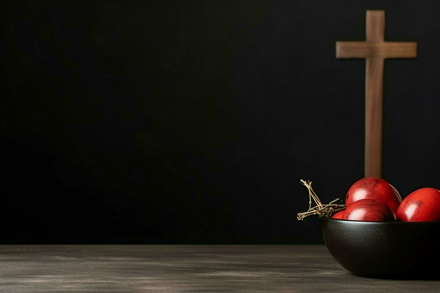 Happy good friday celebration concept with crown of thorns, bible, christian cross and copy space concept by AI Generated photo