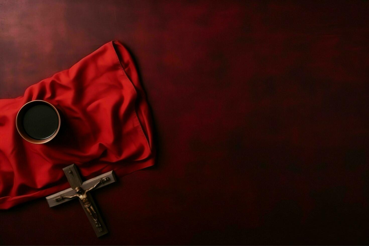 Happy good friday celebration concept with crown of thorns, bible, christian cross and copy space concept by AI Generated photo
