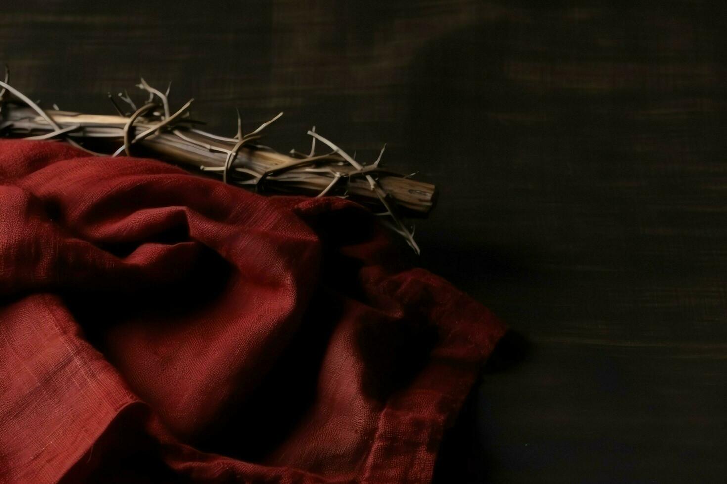 Happy good friday celebration concept with crown of thorns, bible, christian cross and copy space concept by AI Generated photo