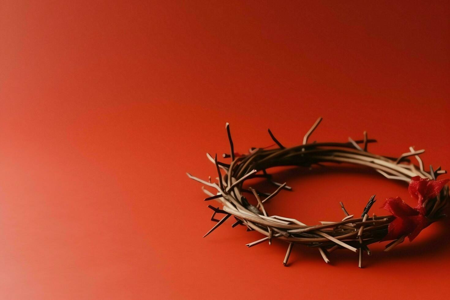 Happy good friday celebration concept with crown of thorns, bible, christian cross and copy space concept by AI Generated photo