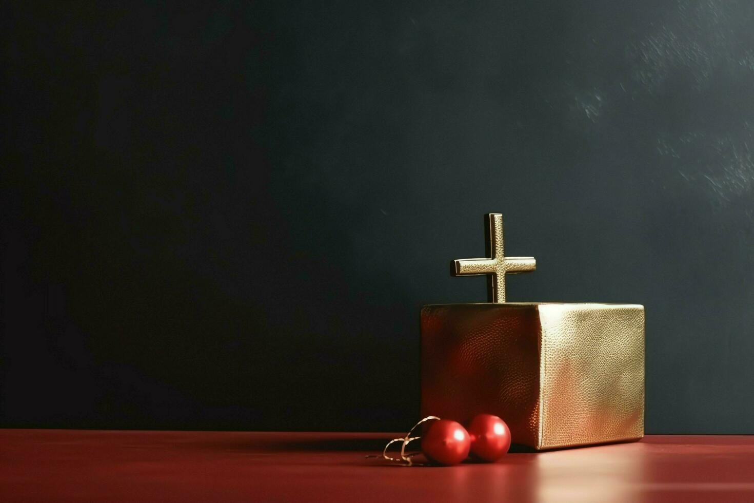 Happy good friday celebration concept with crown of thorns, bible, christian cross and copy space concept by AI Generated photo