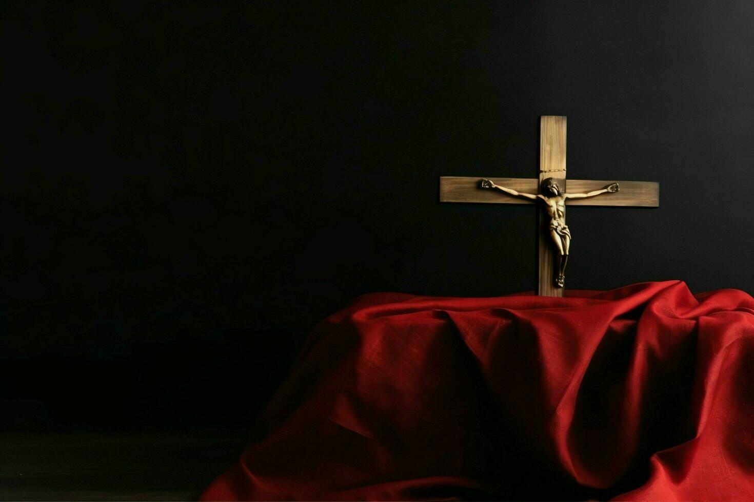 Happy good friday celebration concept with crown of thorns, bible, christian cross and copy space concept by AI Generated photo