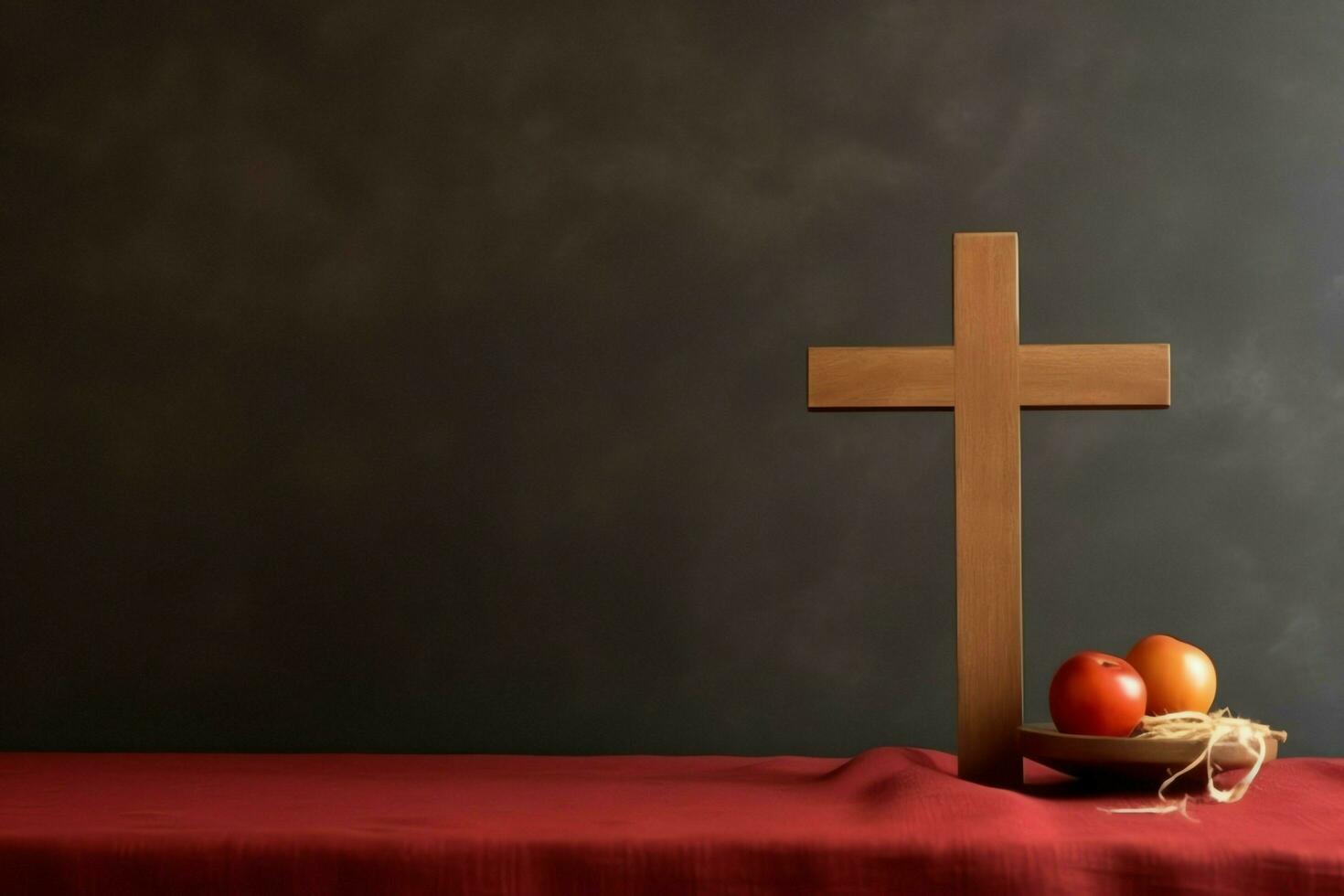 Happy good friday celebration concept with crown of thorns, bible, christian cross and copy space concept by AI Generated photo