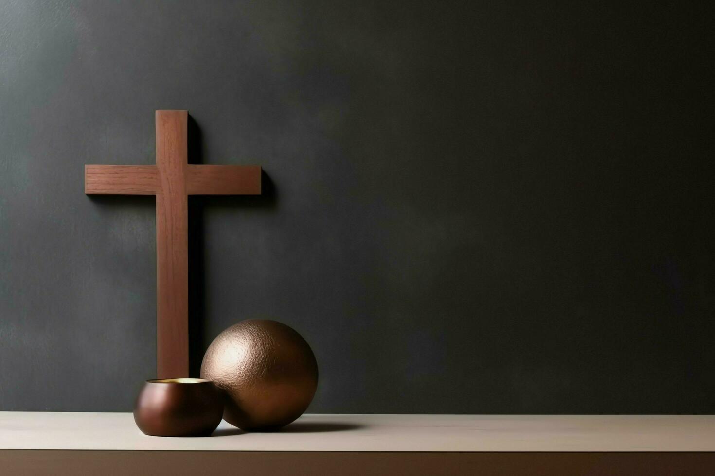 Happy good friday celebration concept with crown of thorns, bible, christian cross and copy space concept by AI Generated photo