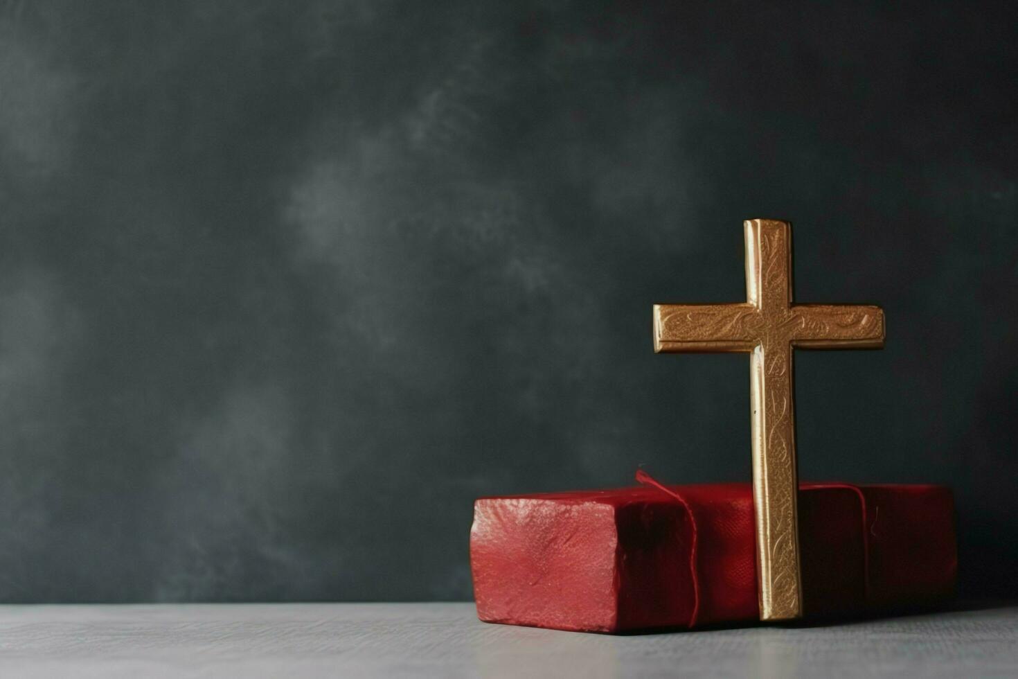 Happy good friday celebration concept with crown of thorns, bible, christian cross and copy space concept by AI Generated photo