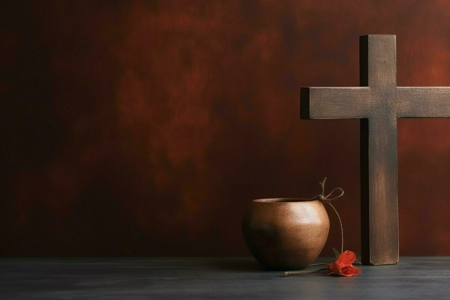 Happy good friday celebration concept with crown of thorns, bible, christian cross and copy space concept by AI Generated photo