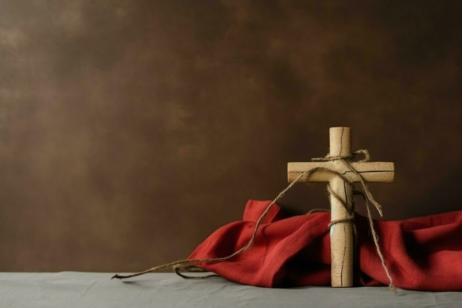 Happy good friday celebration concept with crown of thorns, bible, christian cross and copy space concept by AI Generated photo