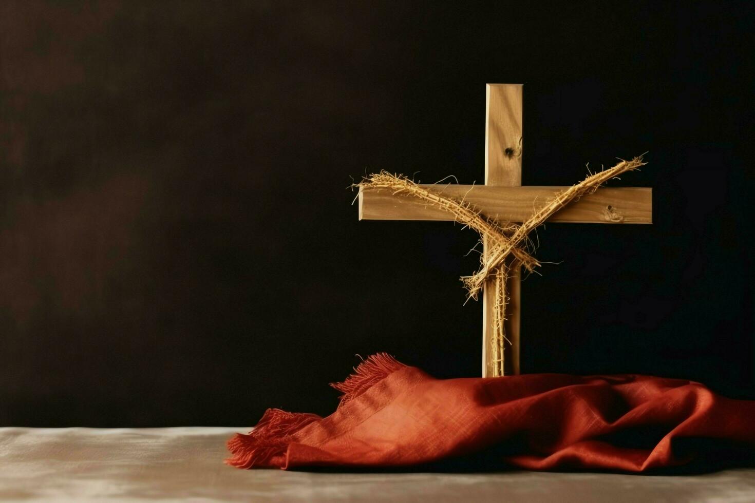 Happy good friday celebration concept with crown of thorns, bible, christian cross and copy space concept by AI Generated photo