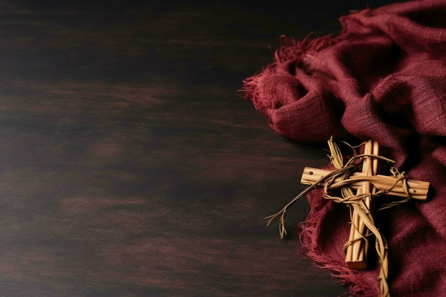 Happy good friday celebration concept with crown of thorns, bible, christian cross and copy space concept by AI Generated photo
