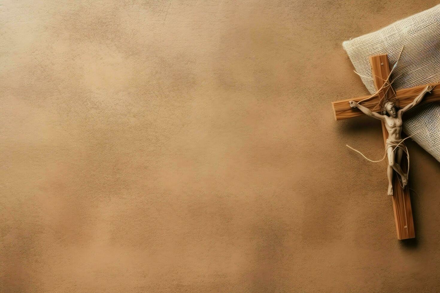 Happy good friday celebration concept with crown of thorns, bible, christian cross and copy space concept by AI Generated photo