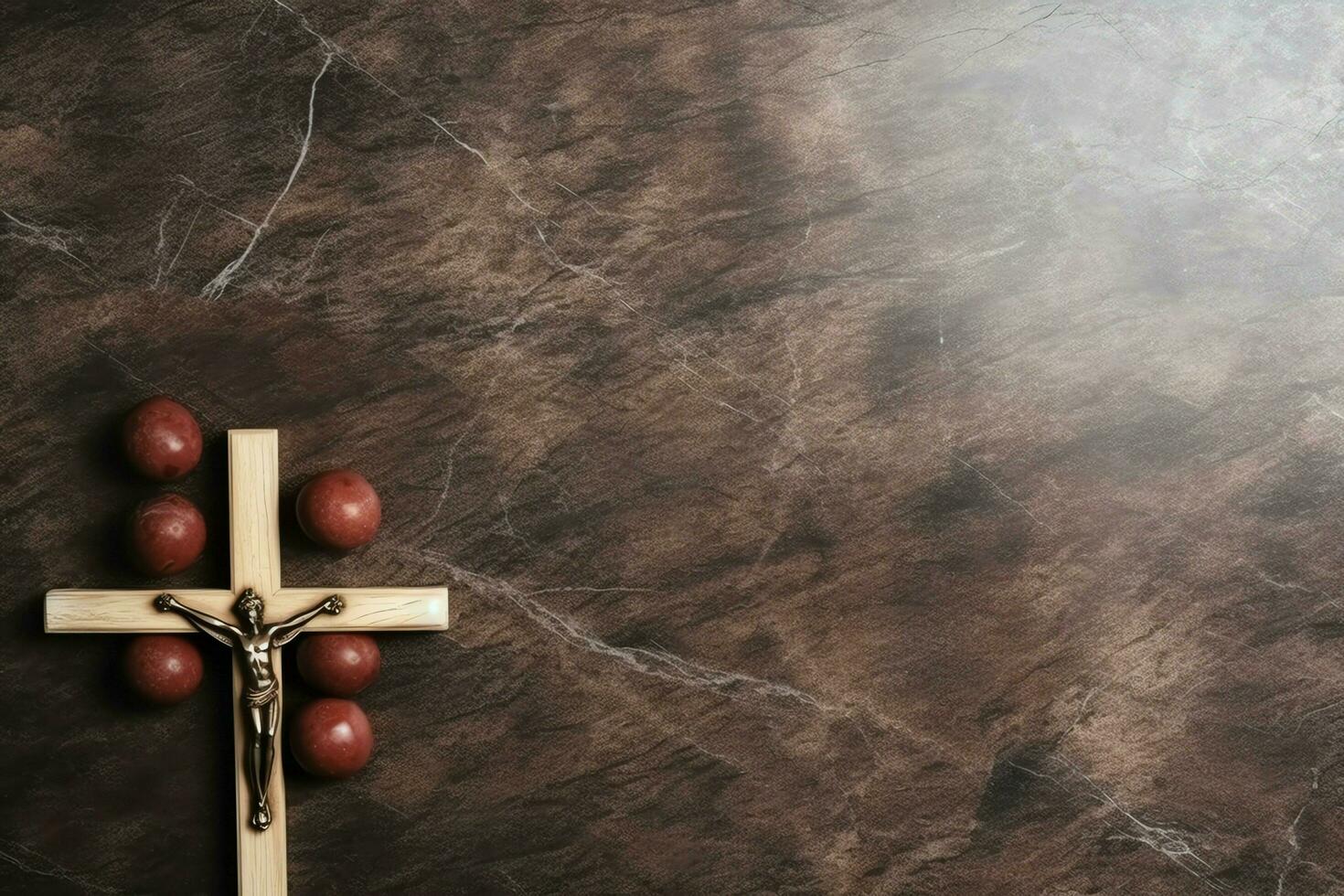 Happy good friday celebration concept with crown of thorns, bible, christian cross and copy space concept by AI Generated photo