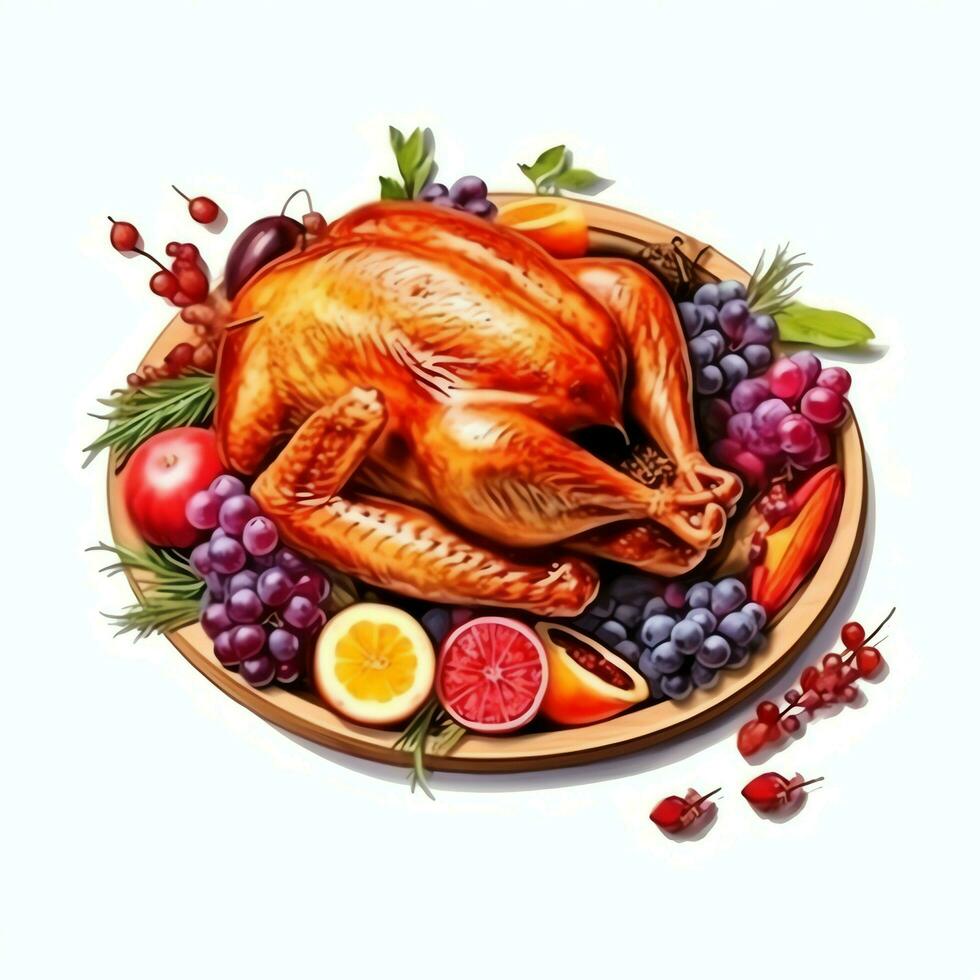 Thanksgiving day or autumn composition with pumpkin, oranges, leaves or chicken. Thanksgiving food concept by AI Generated photo
