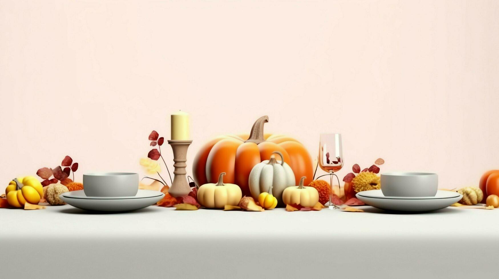 Thanksgiving day or autumn composition with pumpkin, oranges, leaves or chicken. Thanksgiving food concept by AI Generated photo