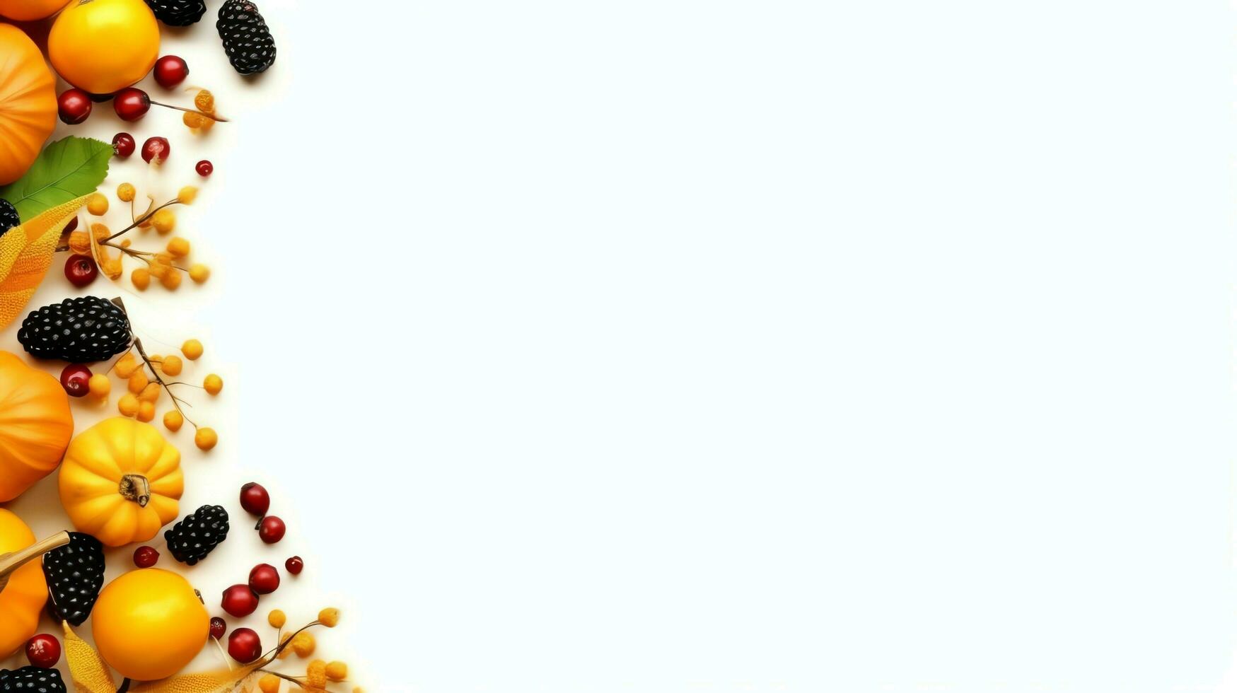 Thanksgiving day or autumn composition with pumpkin, oranges, leaves or chicken. Thanksgiving food concept by AI Generated photo