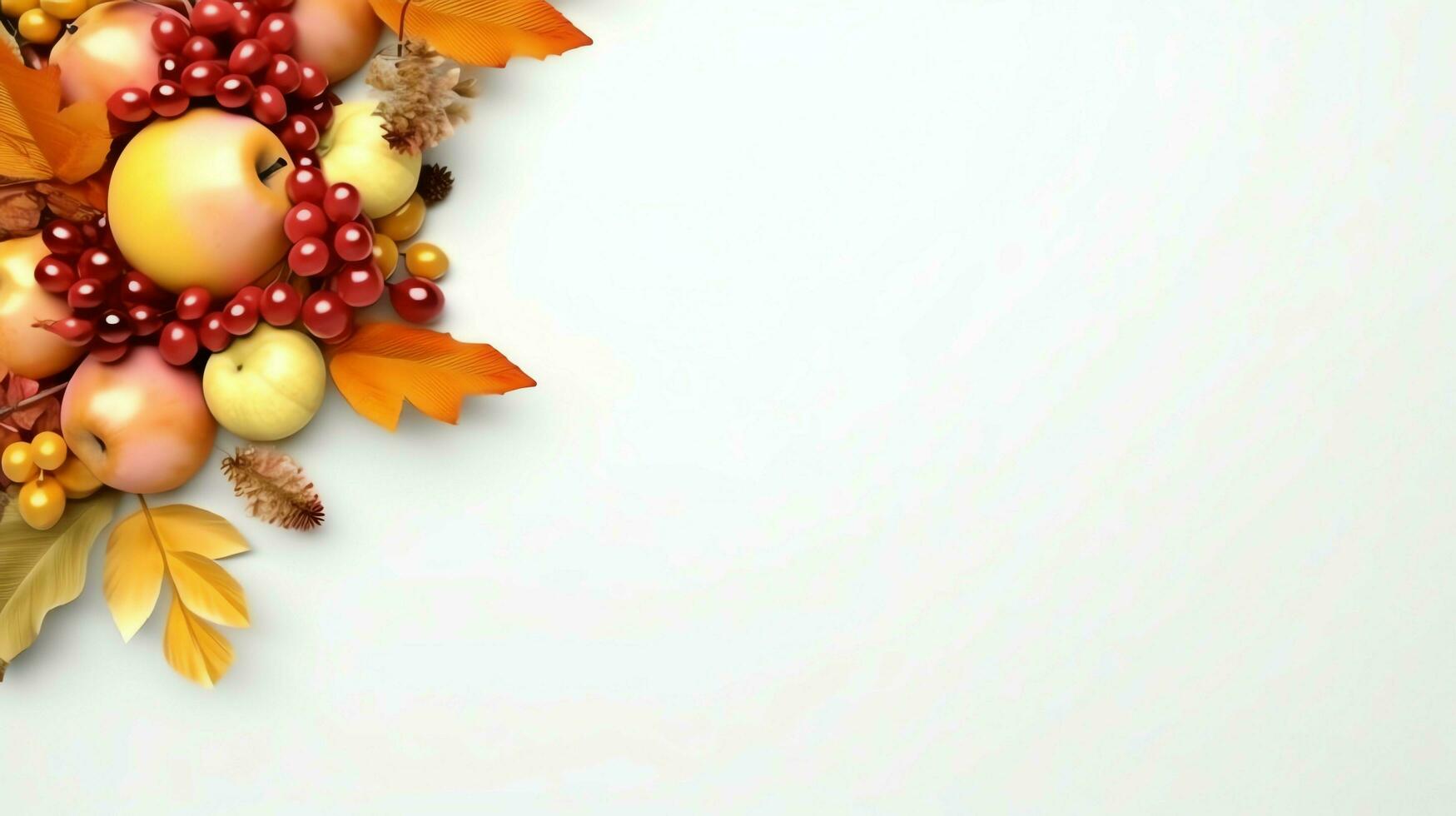 Thanksgiving day or autumn composition with pumpkin, oranges, leaves or chicken. Thanksgiving food concept by AI Generated photo