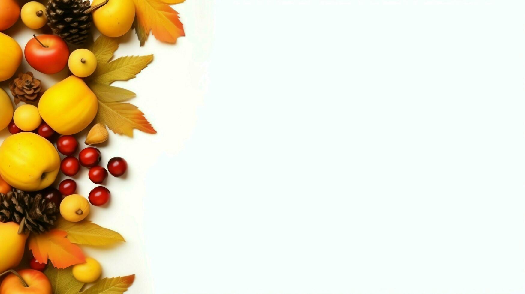 Thanksgiving day or autumn composition with pumpkin, oranges, leaves or chicken. Thanksgiving food concept by AI Generated photo