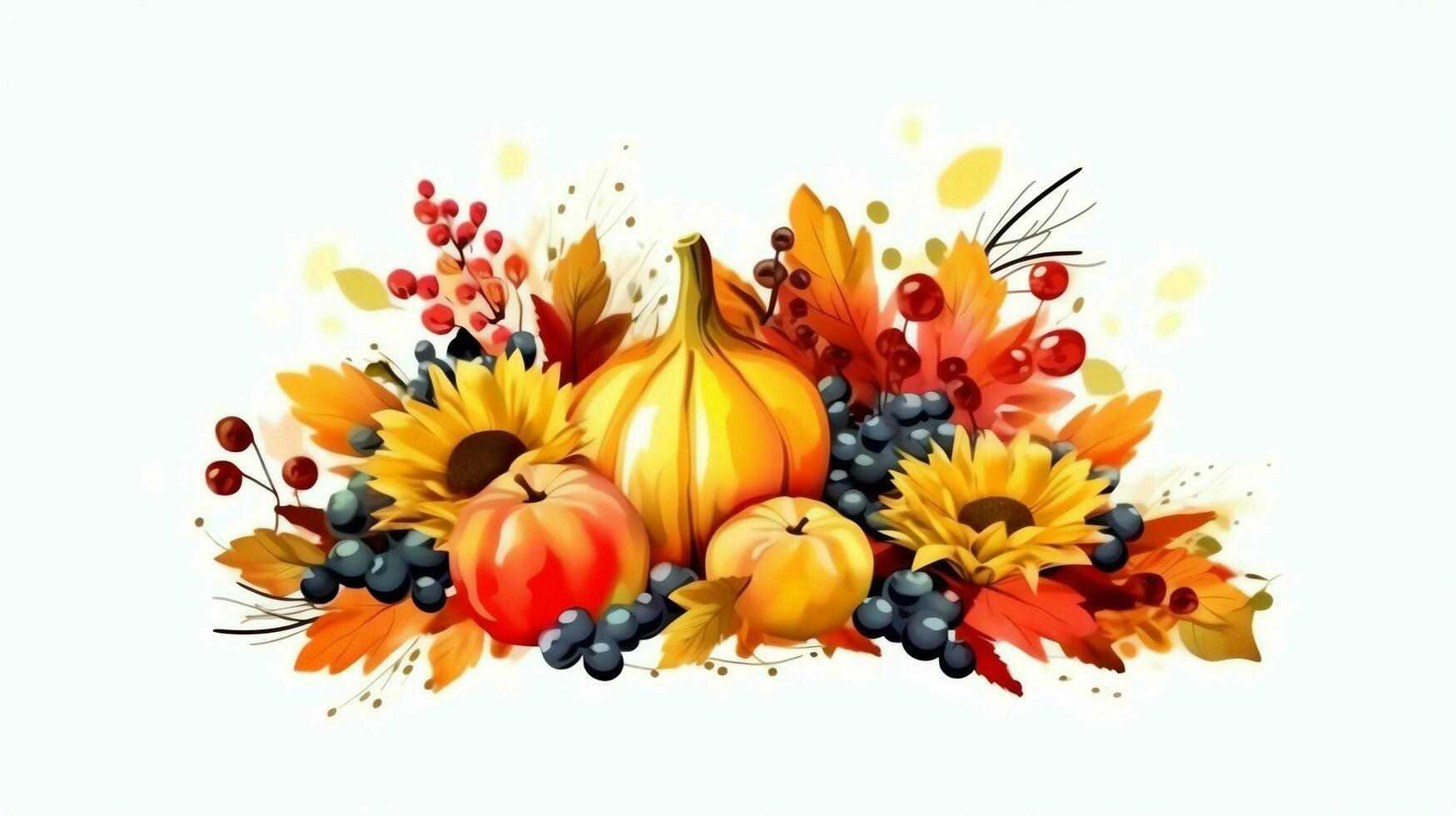 Thanksgiving day or autumn composition with pumpkin, oranges, leaves or chicken. Thanksgiving food concept by AI Generated photo