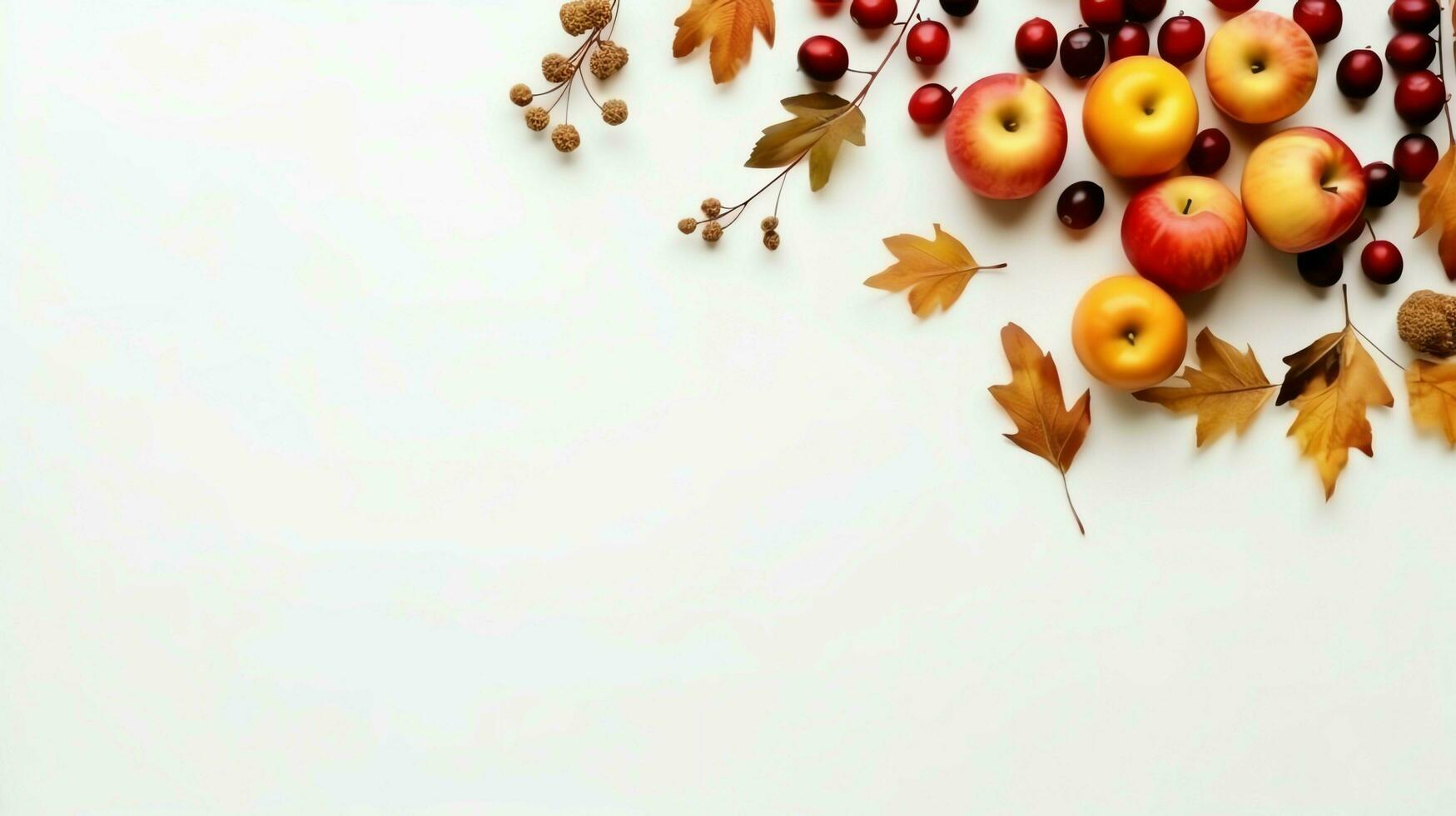 Thanksgiving day or autumn composition with pumpkin, oranges, leaves or chicken. Thanksgiving food concept by AI Generated photo