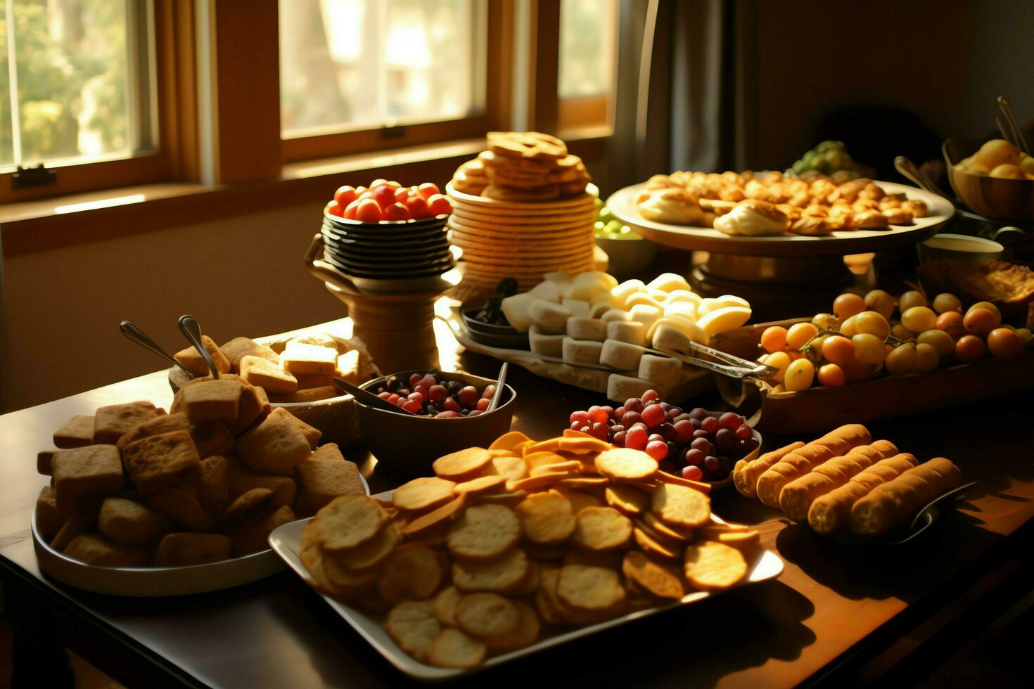 Thanksgiving day or autumn composition with pumpkin, oranges, leaves or chicken. Thanksgiving food concept by AI Generated photo