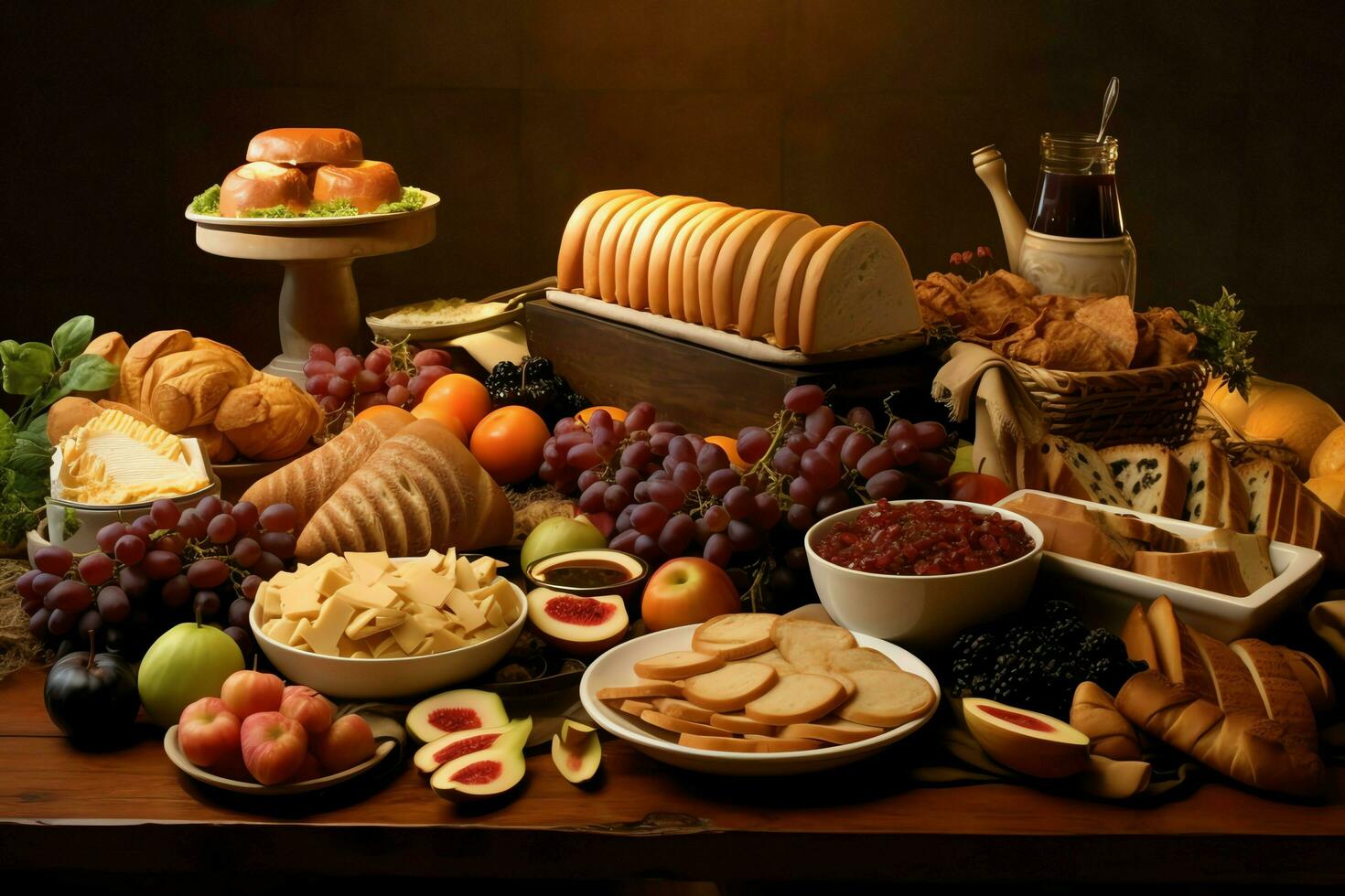 Thanksgiving day or autumn composition with pumpkin, oranges, leaves or chicken. Thanksgiving food concept by AI Generated photo