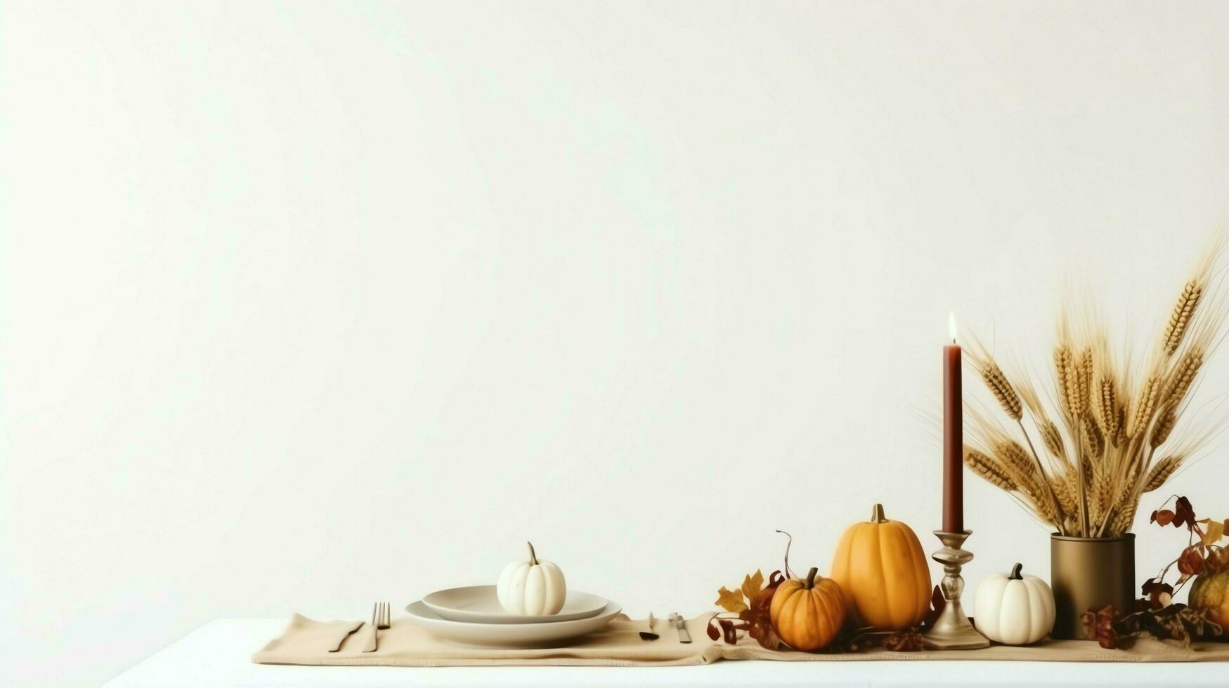 Thanksgiving day or autumn composition with pumpkin, oranges, leaves or chicken. Thanksgiving food concept by AI Generated photo