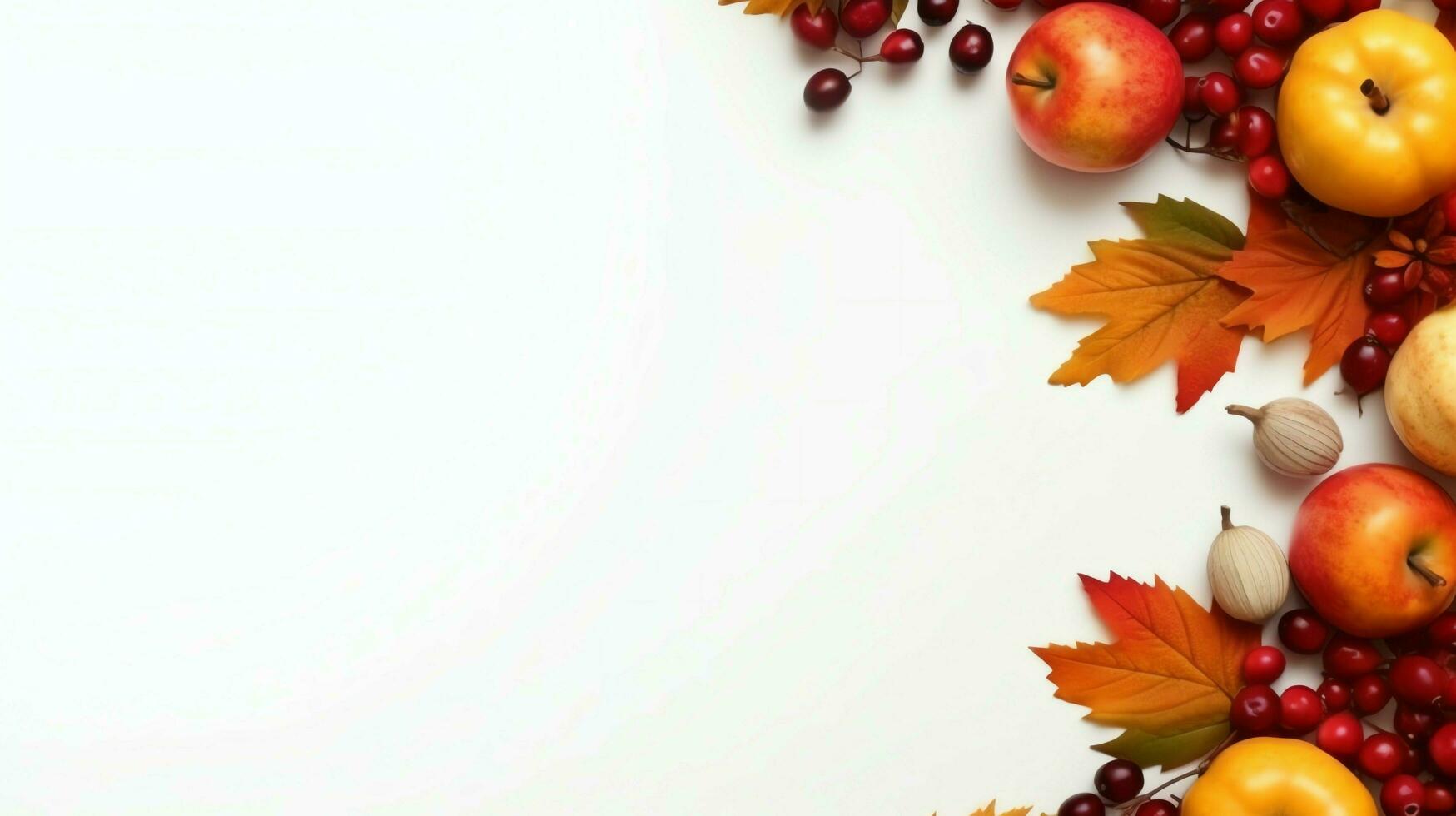 Thanksgiving day or autumn composition with pumpkin, oranges, leaves or chicken. Thanksgiving food concept by AI Generated photo