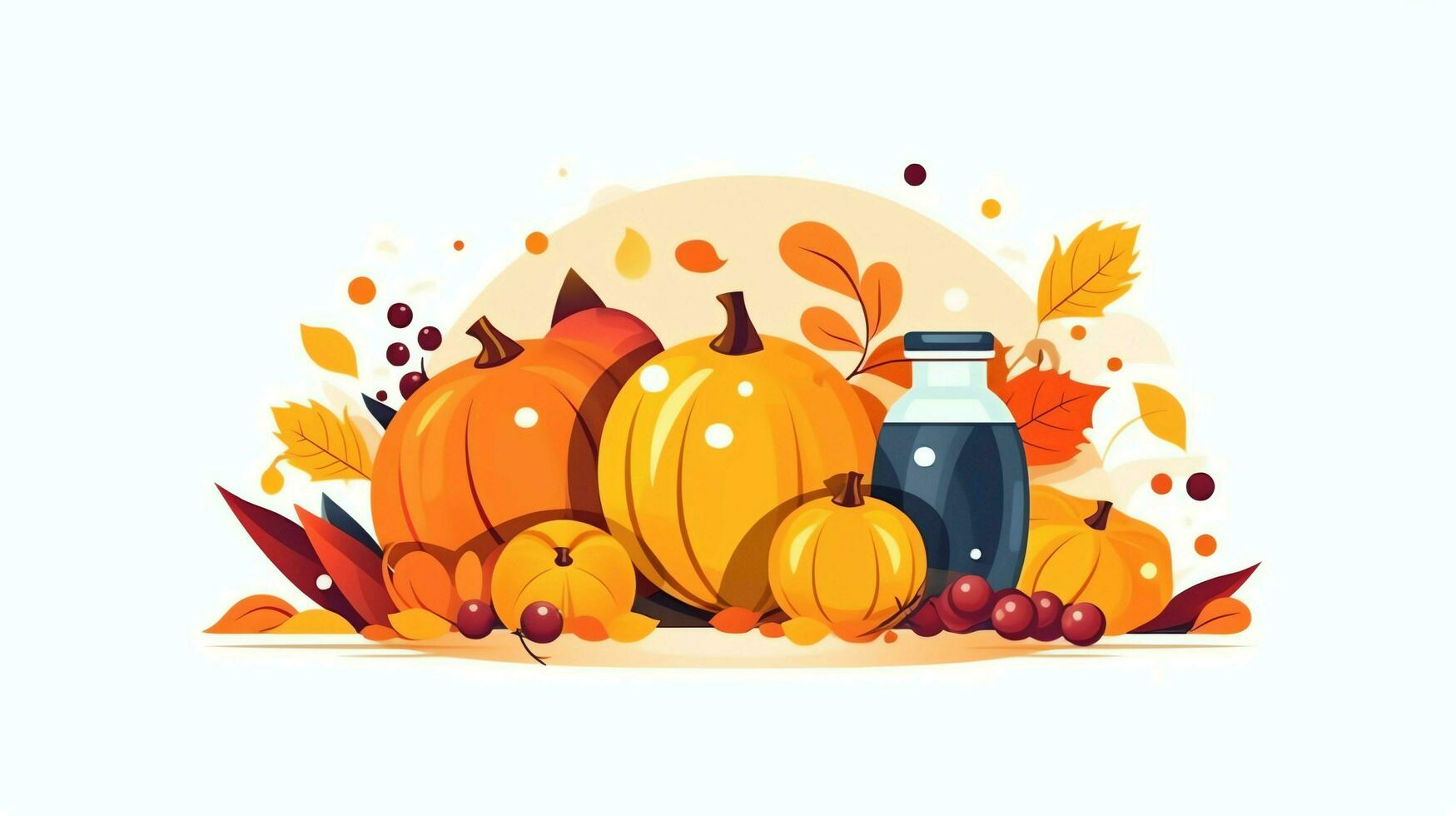 Thanksgiving day or autumn composition with pumpkin, oranges, leaves or chicken. Thanksgiving food concept by AI Generated photo