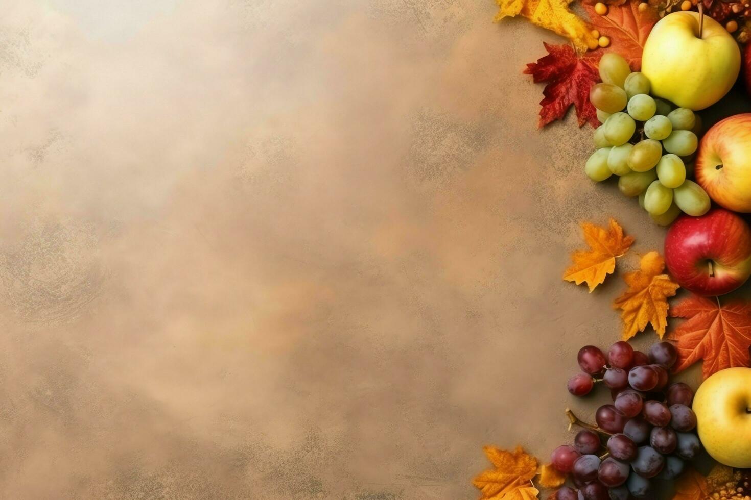 Thanksgiving day or autumn composition with pumpkin, oranges, leaves or chicken. Thanksgiving food concept by AI Generated photo
