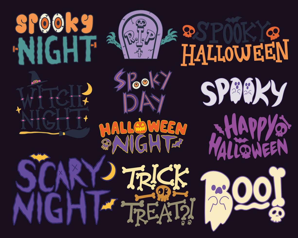 Halloween greeting words vector elements