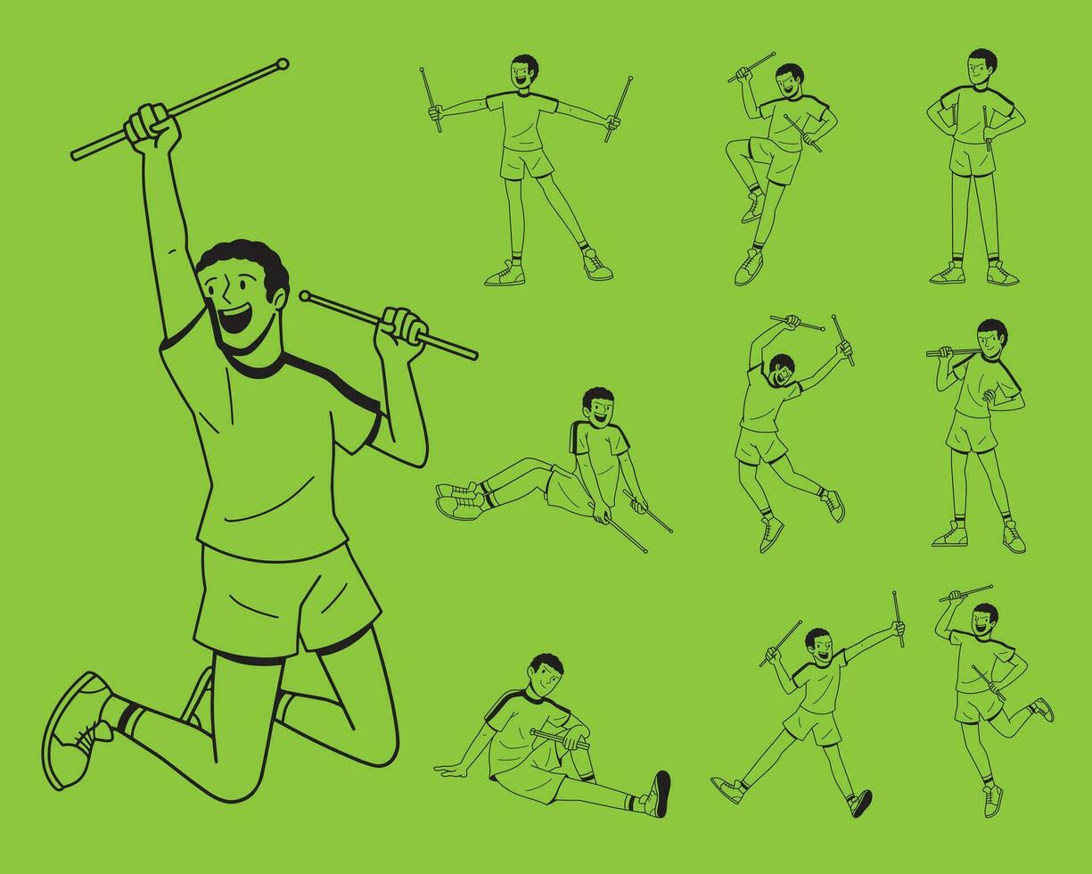 Man poundfit exercise cartoon outline vector