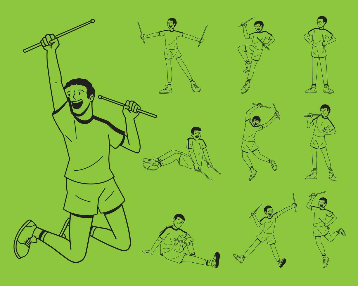 hombre librafit ejercicio dibujos animados contorno vector