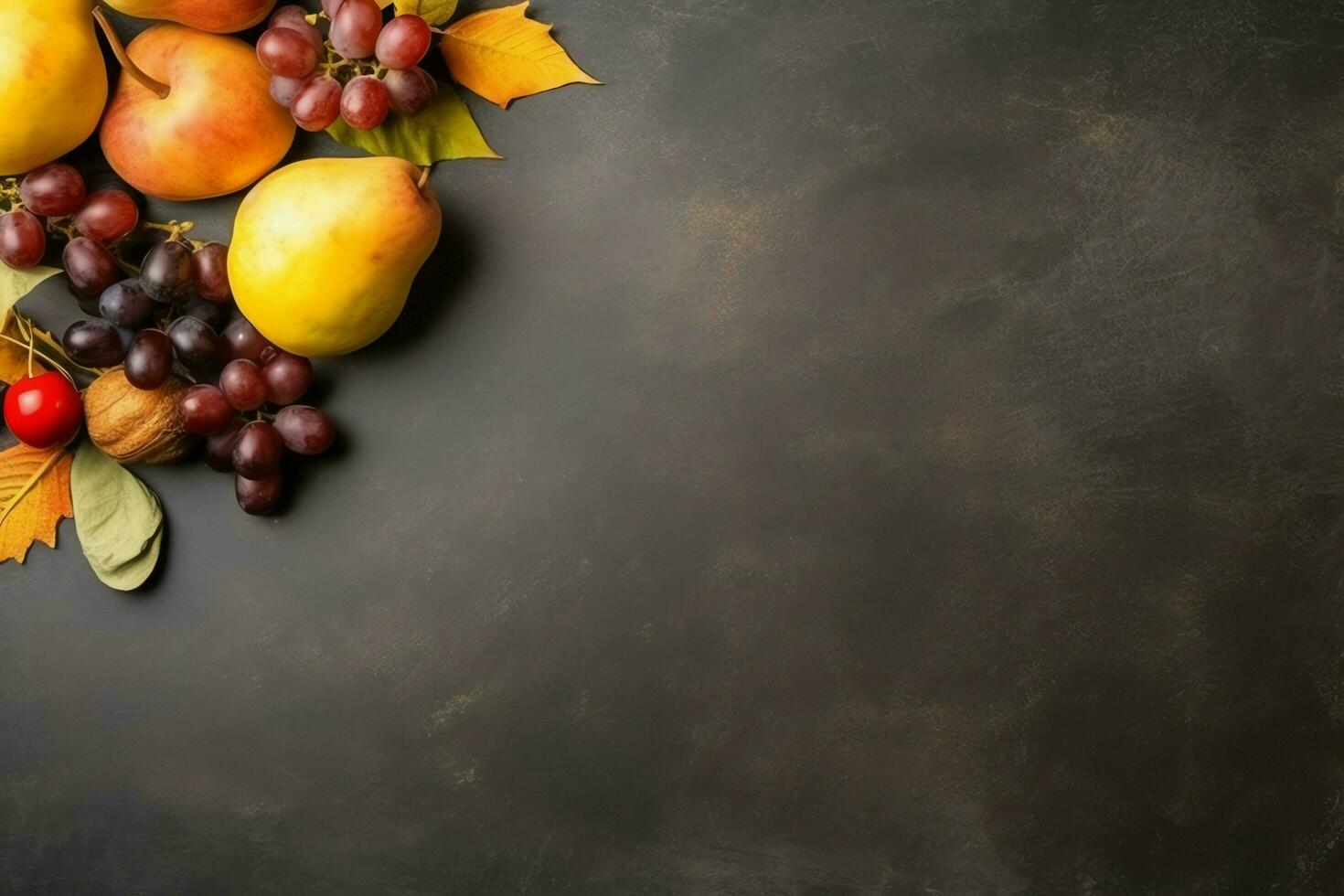 Thanksgiving day or autumn composition with pumpkin, oranges, leaves or chicken. Thanksgiving food concept by AI Generated photo