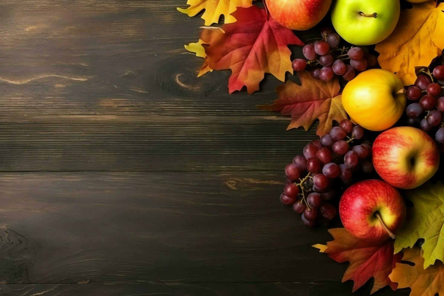 Thanksgiving day or autumn composition with pumpkin, oranges, leaves or chicken. Thanksgiving food concept by AI Generated photo