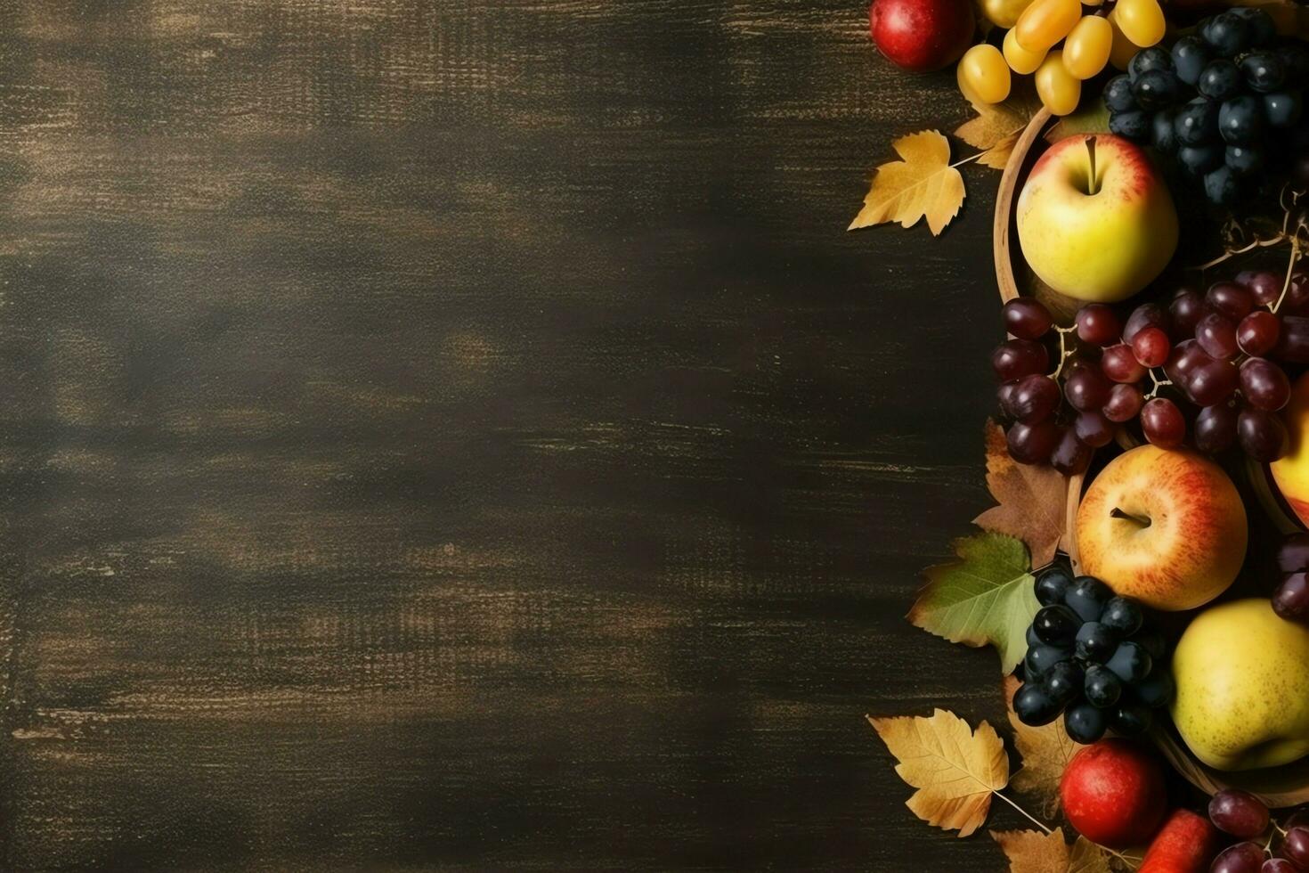 Thanksgiving day or autumn composition with pumpkin, oranges, leaves or chicken. Thanksgiving food concept by AI Generated photo