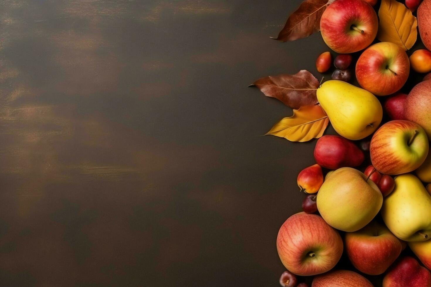Thanksgiving day or autumn composition with pumpkin, oranges, leaves or chicken. Thanksgiving food concept by AI Generated photo