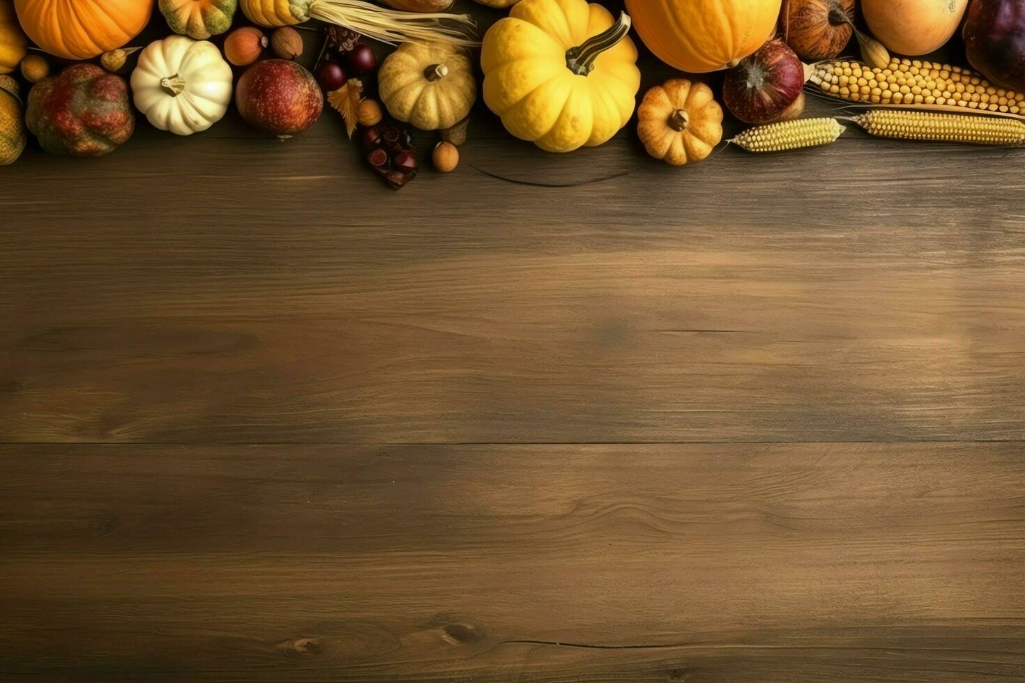 Thanksgiving day or autumn composition with pumpkin, oranges, leaves or chicken. Thanksgiving food concept by AI Generated photo