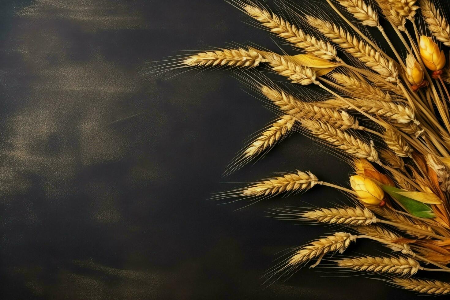 Thanksgiving day or autumn composition with pumpkin, oranges, leaves or chicken. Thanksgiving food concept by AI Generated photo