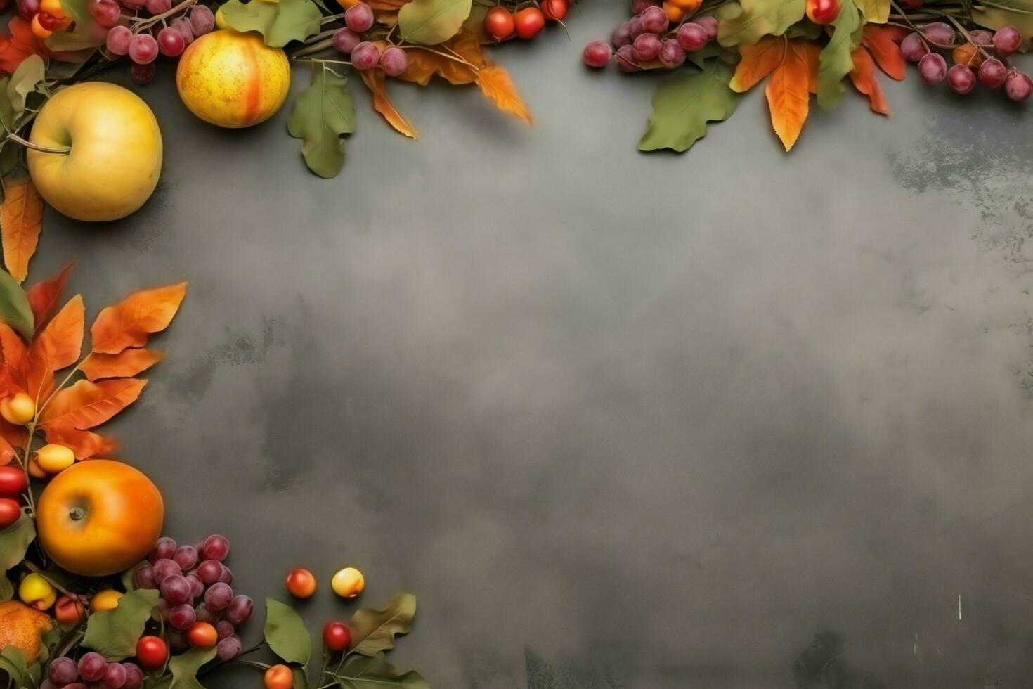 Thanksgiving day or autumn composition with pumpkin, oranges, leaves or chicken. Thanksgiving food concept by AI Generated photo