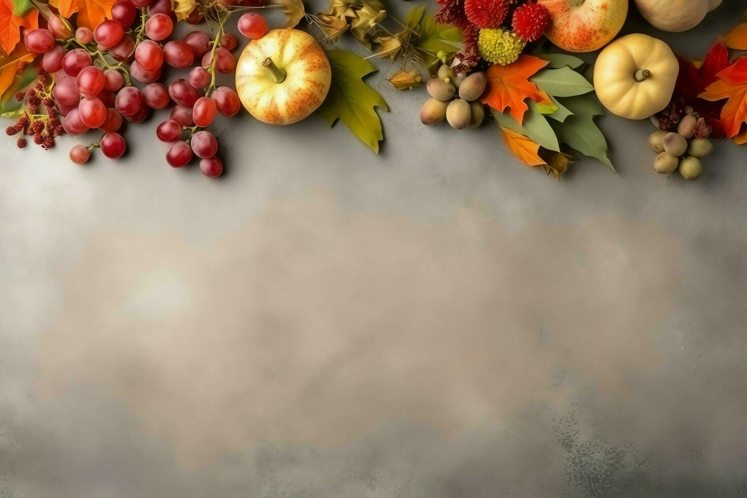 Thanksgiving day or autumn composition with pumpkin, oranges, leaves or chicken. Thanksgiving food concept by AI Generated photo