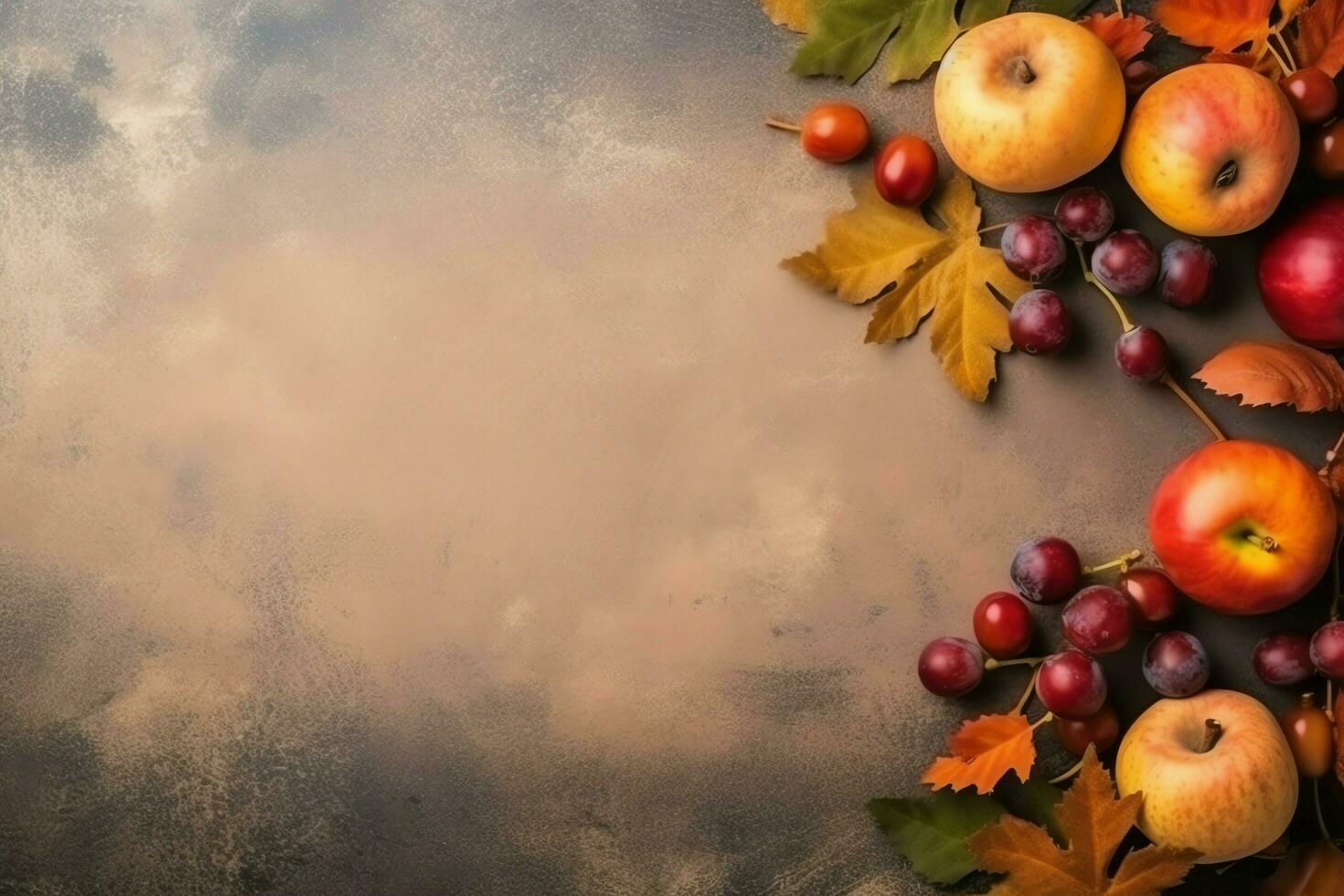 Thanksgiving day or autumn composition with pumpkin, oranges, leaves or chicken. Thanksgiving food concept by AI Generated photo