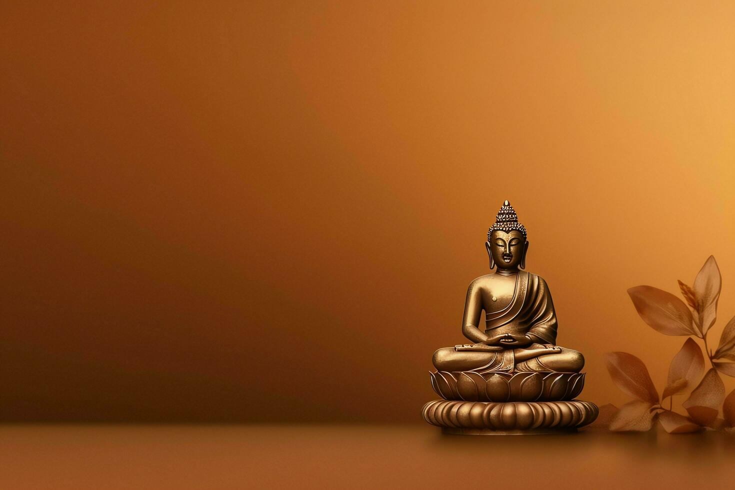 A buddha sits in in vesak buddha purnima day with copy space. Background for vesak festival day concept. Vesak celebration day greetings concept by AI Generated photo