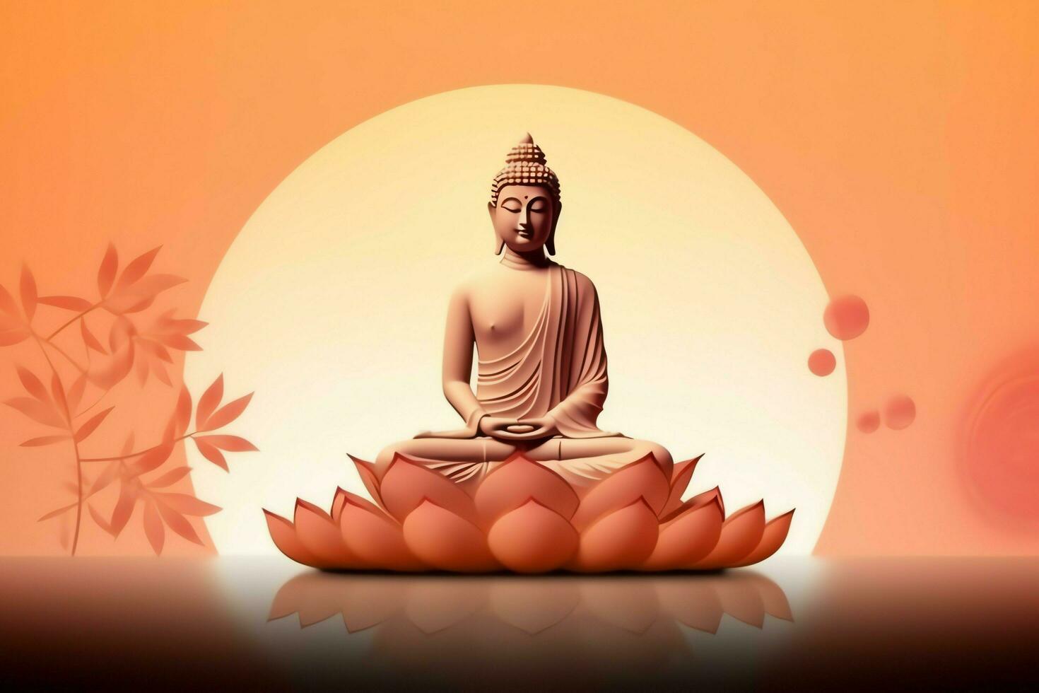 A buddha sits in in vesak buddha purnima day with copy space. Background for vesak festival day concept. Vesak celebration day greetings concept by AI Generated photo