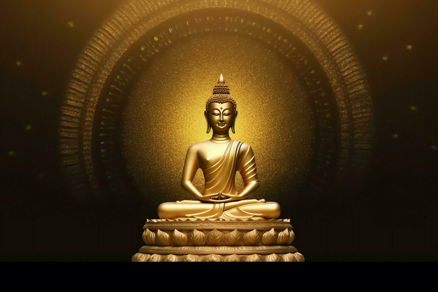 A buddha sits in in vesak buddha purnima day with copy space. Background for vesak festival day concept. Vesak celebration day greetings concept by AI Generated photo