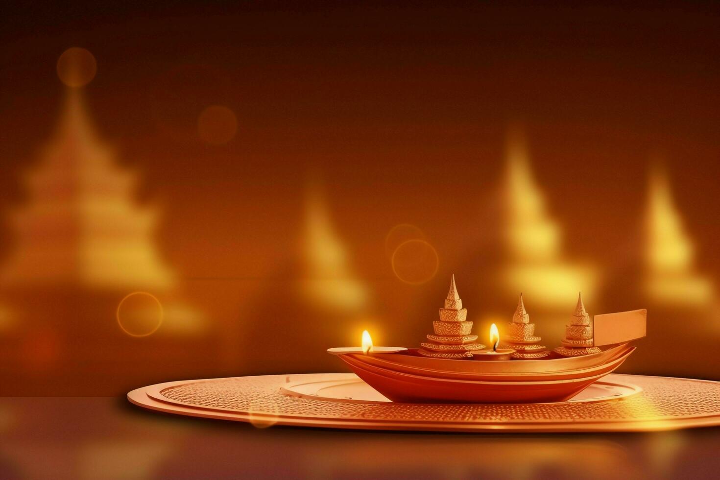 A buddha sits in in vesak buddha purnima day with copy space. Background for vesak festival day concept. Vesak celebration day greetings concept by AI Generated photo