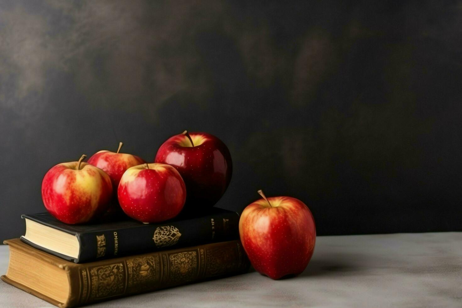 Traditional food of jewish new year holiday of tradition or religion. Rosh hashanah with copy space concept by AI Generated photo