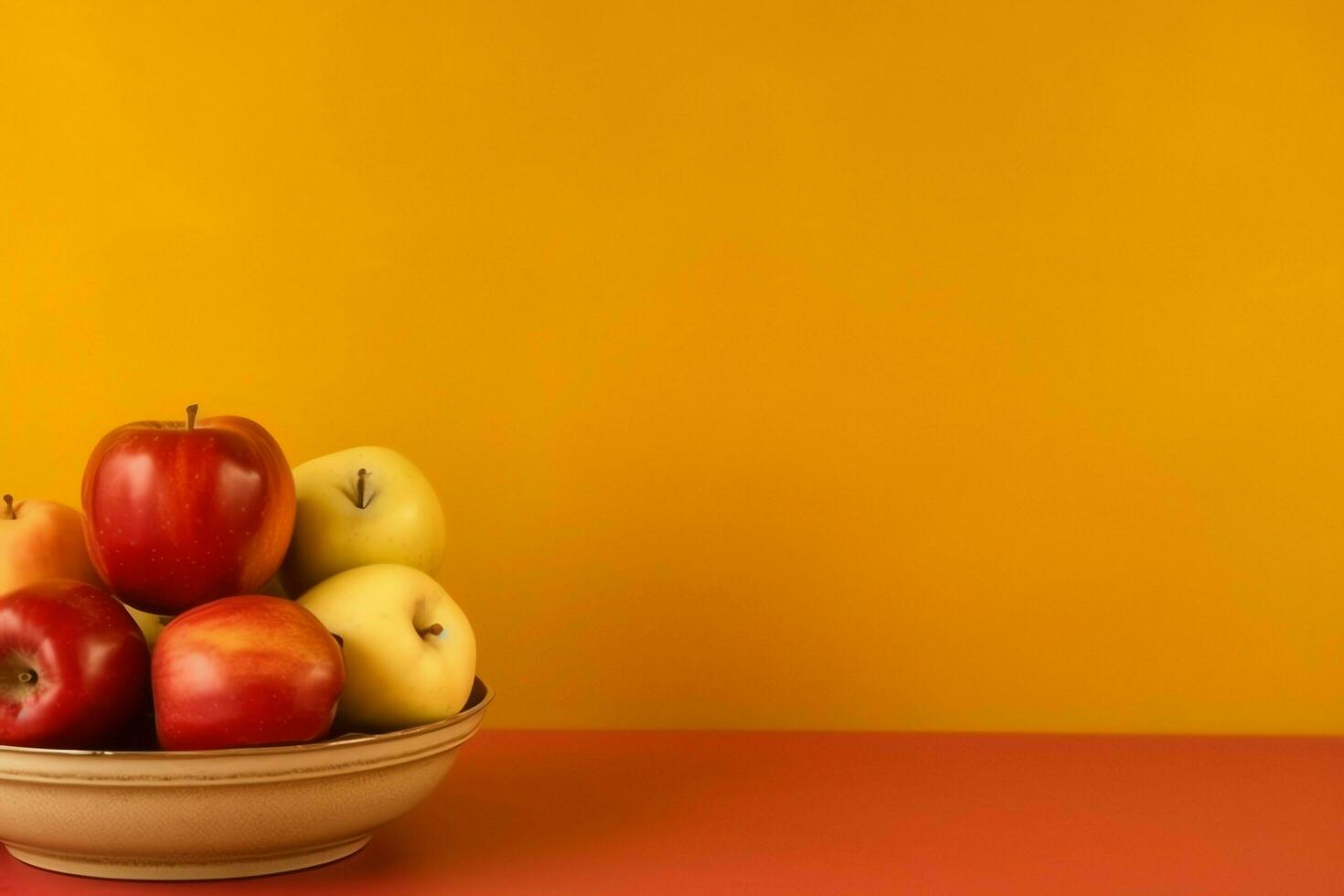 Traditional food of jewish new year holiday of tradition or religion. Rosh hashanah with copy space concept by AI Generated photo