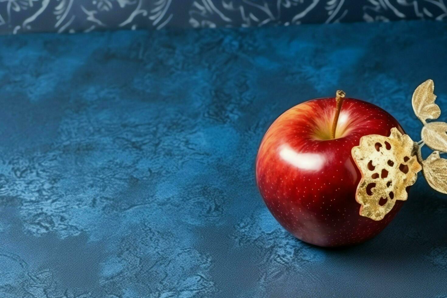 Traditional food of jewish new year holiday of tradition or religion. Rosh hashanah with copy space concept by AI Generated photo