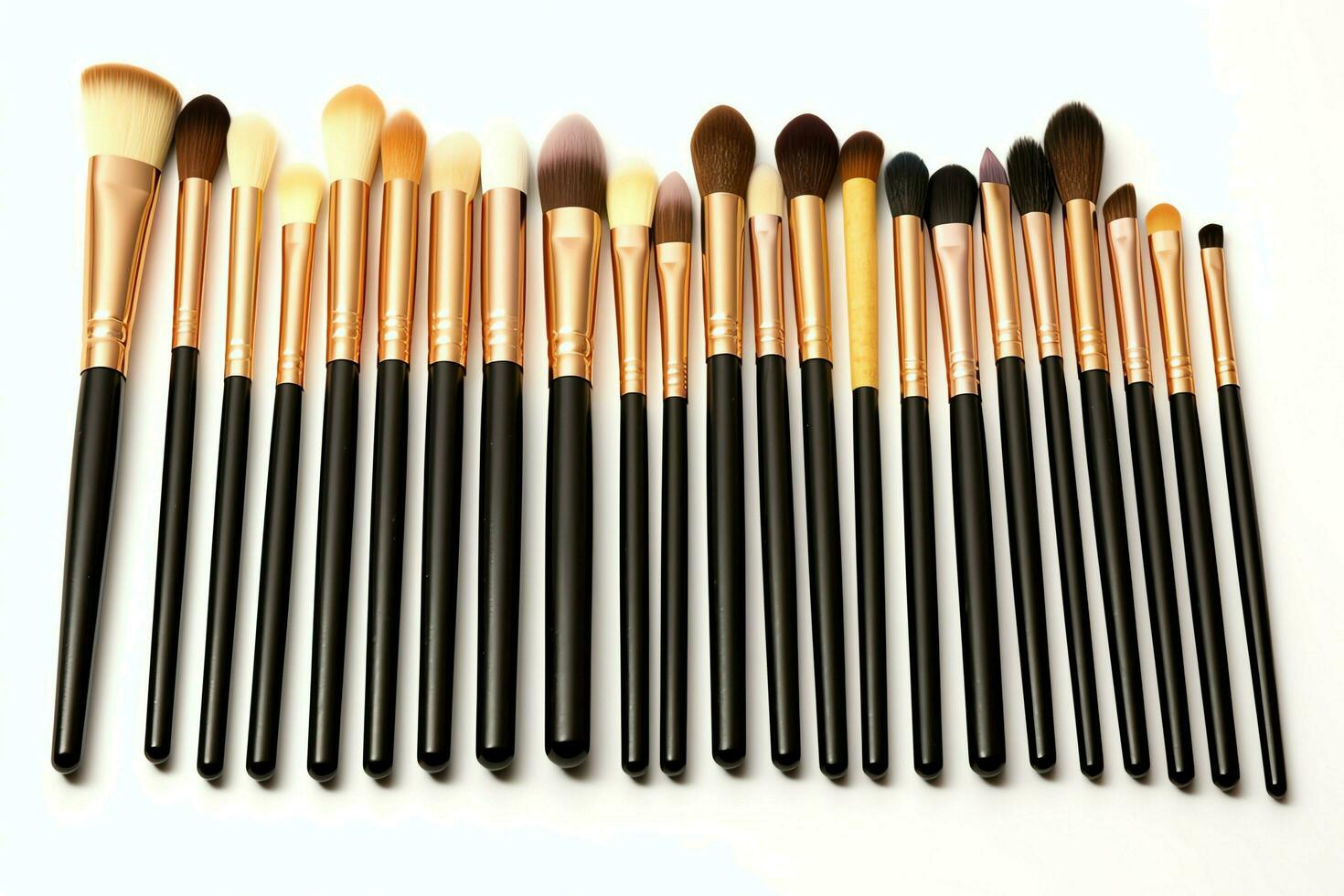 Set of professional makeup brushes cosmetic accessories set on white background. Makeup tool concept by AI Generated photo